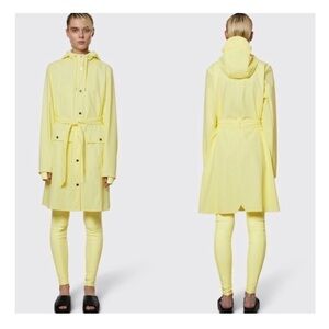 NWT RAINS Belted Jacket Yellow Rain Coat Waterproof Trench Coat Size: S